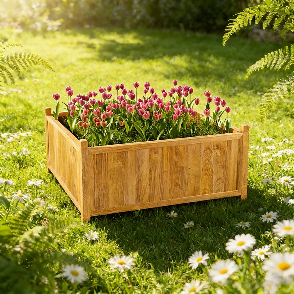 SOLARA 60/100cm Raised Planter Box Reinforced Frame Thickened Posts Heavy-Duty Outdoor Garden Bed - Yellow