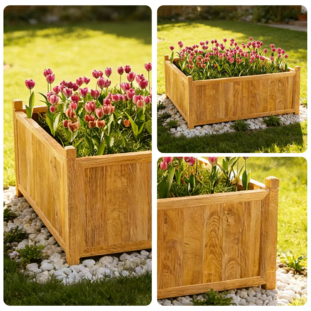 SOLARA 60/100cm Raised Planter Box Reinforced Frame Thickened Posts Heavy-Duty Outdoor Garden Bed - Yellow