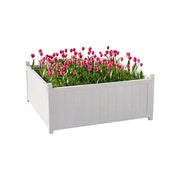 SOLARA 60/100cm Raised Planter Box Reinforced Frame Thickened Posts Heavy-Duty Outdoor Garden Bed - White