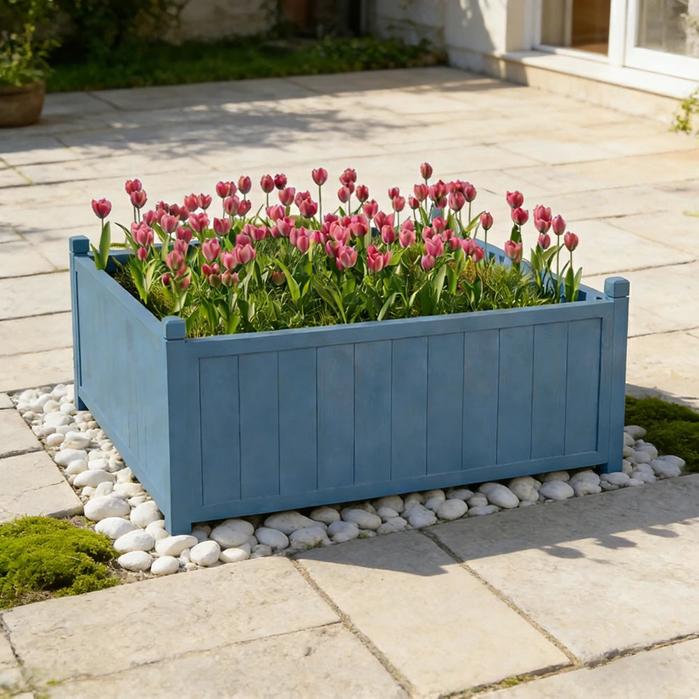 SOLARA 60/100cm Raised Planter Box Reinforced Frame Thickened Posts Heavy-Duty Outdoor Garden Bed - Blue
