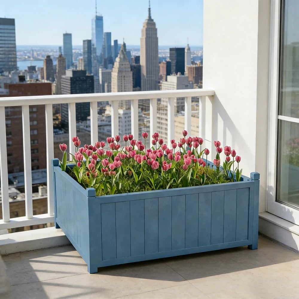 SOLARA 60/100cm Raised Planter Box Reinforced Frame Thickened Posts Heavy-Duty Outdoor Garden Bed - Blue