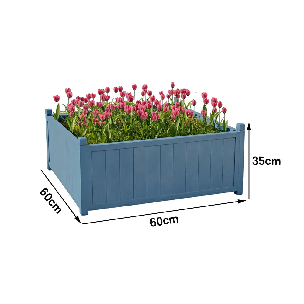 SOLARA 60/100cm Raised Planter Box Reinforced Frame Thickened Posts Heavy-Duty Outdoor Garden Bed - Blue