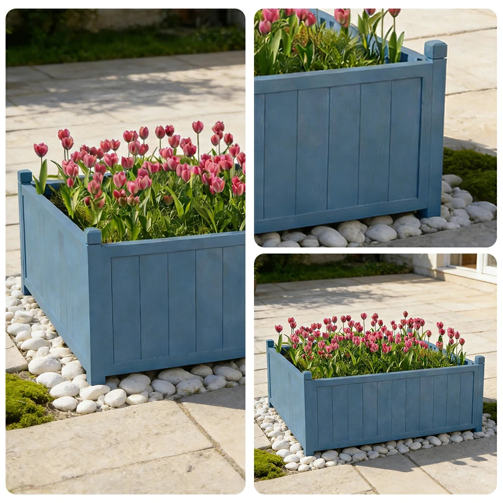 SOLARA 60/100cm Raised Planter Box Reinforced Frame Thickened Posts Heavy-Duty Outdoor Garden Bed - Blue