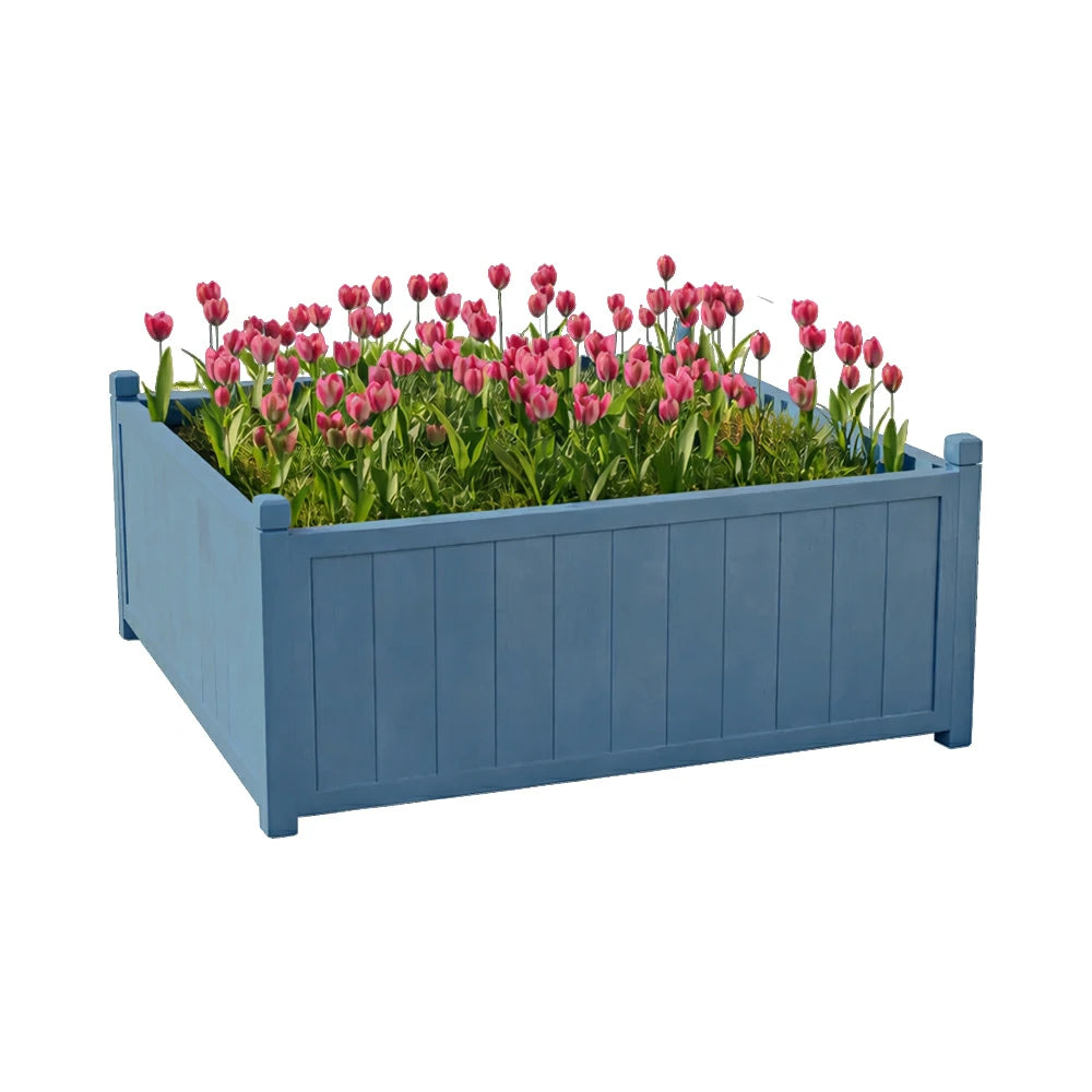 SOLARA 60/100cm Raised Planter Box Reinforced Frame Thickened Posts Heavy-Duty Outdoor Garden Bed - Blue