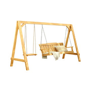 SOLARA Outdoor Swing Chair Heavy-Duty Load Support Solid Wood Frame Stainless Steel Hooks Patio Use - Yellow