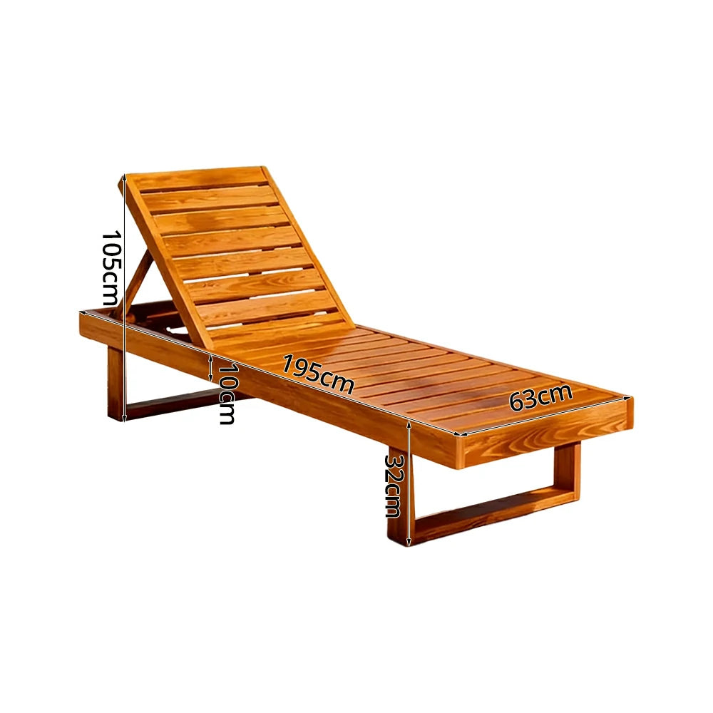 SOLARA Outdoor Reclining Sun Lounger - Multi-Position Adjustable Backrest, Premium Hardwood Construction, Weather-Resistant Finish - Yellow