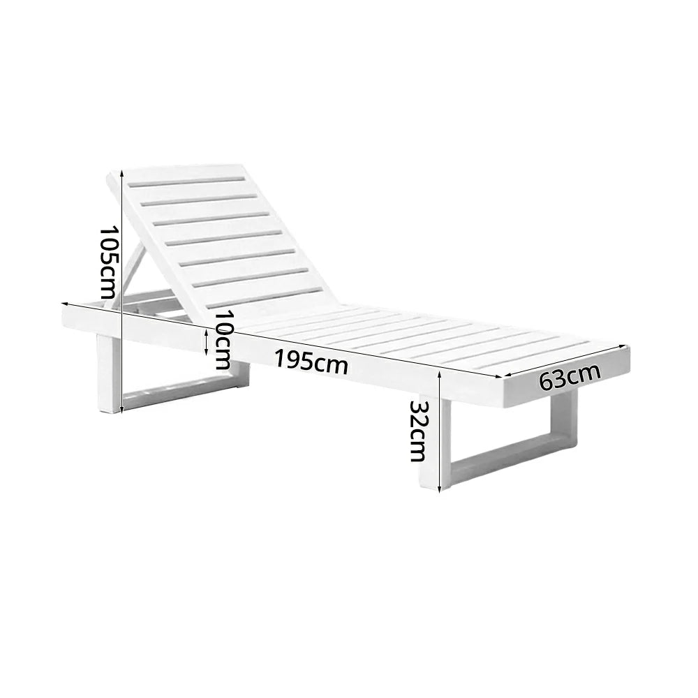 SOLARA Outdoor Reclining Sun Lounger - Multi-Position Adjustable Backrest, Premium Hardwood Construction, Weather-Resistant Finish - White