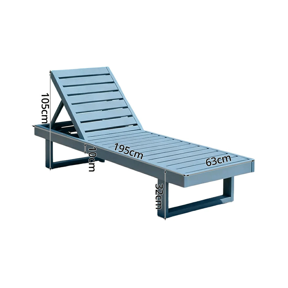 SOLARA Outdoor Reclining Sun Lounger - Multi-Position Adjustable Backrest, Premium Hardwood Construction, Weather-Resistant Finish - Blue