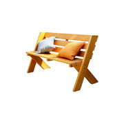 SOLARA 120/150cm Outdoor Two-Seater Bench - Heavy-Duty Solid Hardwood Construction, Reinforced X-Frame Support, Weather-Resistant Finish - Yellow