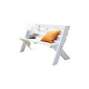 SOLARA 120/150cm Outdoor Two-Seater Bench - Heavy-Duty Solid Hardwood Construction, Reinforced X-Frame Support, Weather-Resistant Finish - White