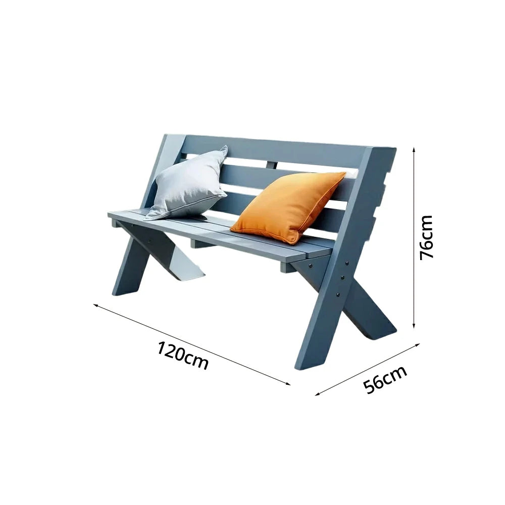 SOLARA 120/150cm Outdoor Two-Seater Bench - Heavy-Duty Solid Hardwood Construction, Reinforced X-Frame Support, Weather-Resistant Finish - Blue