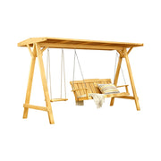 SOLARA Outdoor Swing Chair with Canopy Heavy-Duty Load Support Solid Wood Frame Stainless Steel Hooks - Yellow