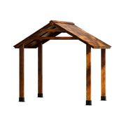 SOLARA Outdoor Garden Pavilion Water-Resistant Roof Solid Wood Frame Heavy-Duty Support Structure - Brown