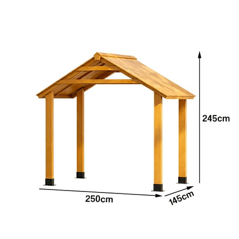 SOLARA Outdoor Garden Pavilion Water-Resistant Roof Solid Wood Frame Heavy-Duty Support Structure - Yellow