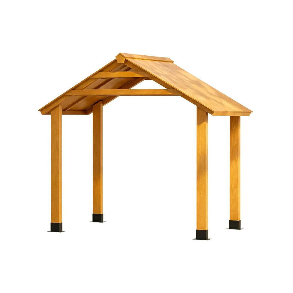 SOLARA Outdoor Garden Pavilion Water-Resistant Roof Solid Wood Frame Heavy-Duty Support Structure - Yellow