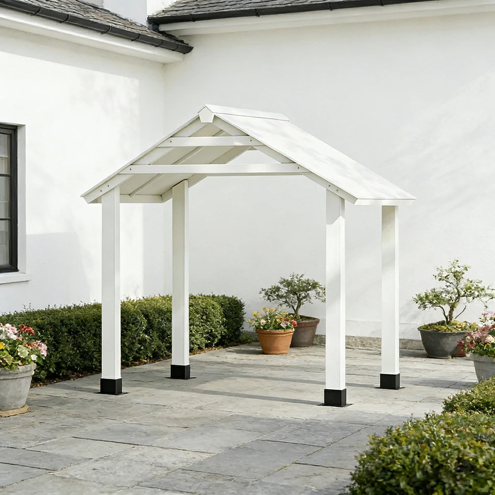 SOLARA Outdoor Garden Pavilion Water-Resistant Roof Solid Wood Frame Heavy-Duty Support Structure - White