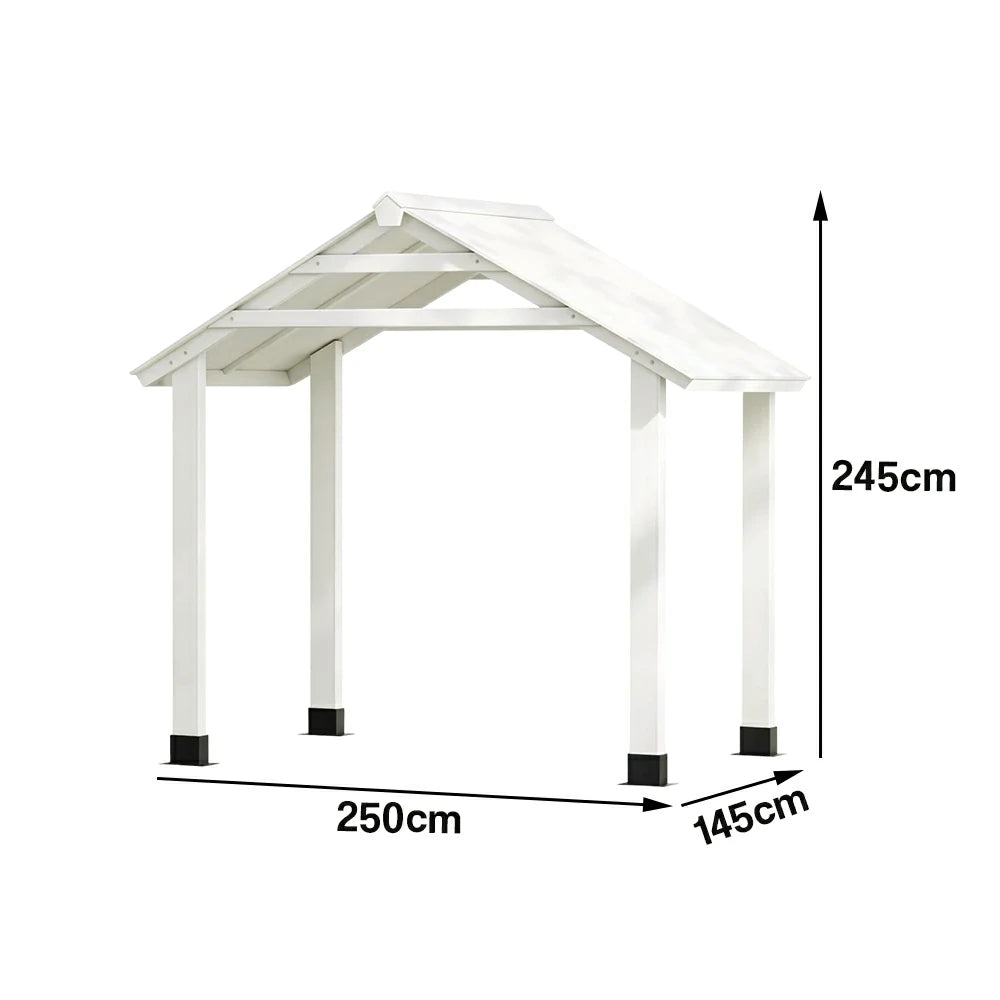 SOLARA Outdoor Garden Pavilion Water-Resistant Roof Solid Wood Frame Heavy-Duty Support Structure - White