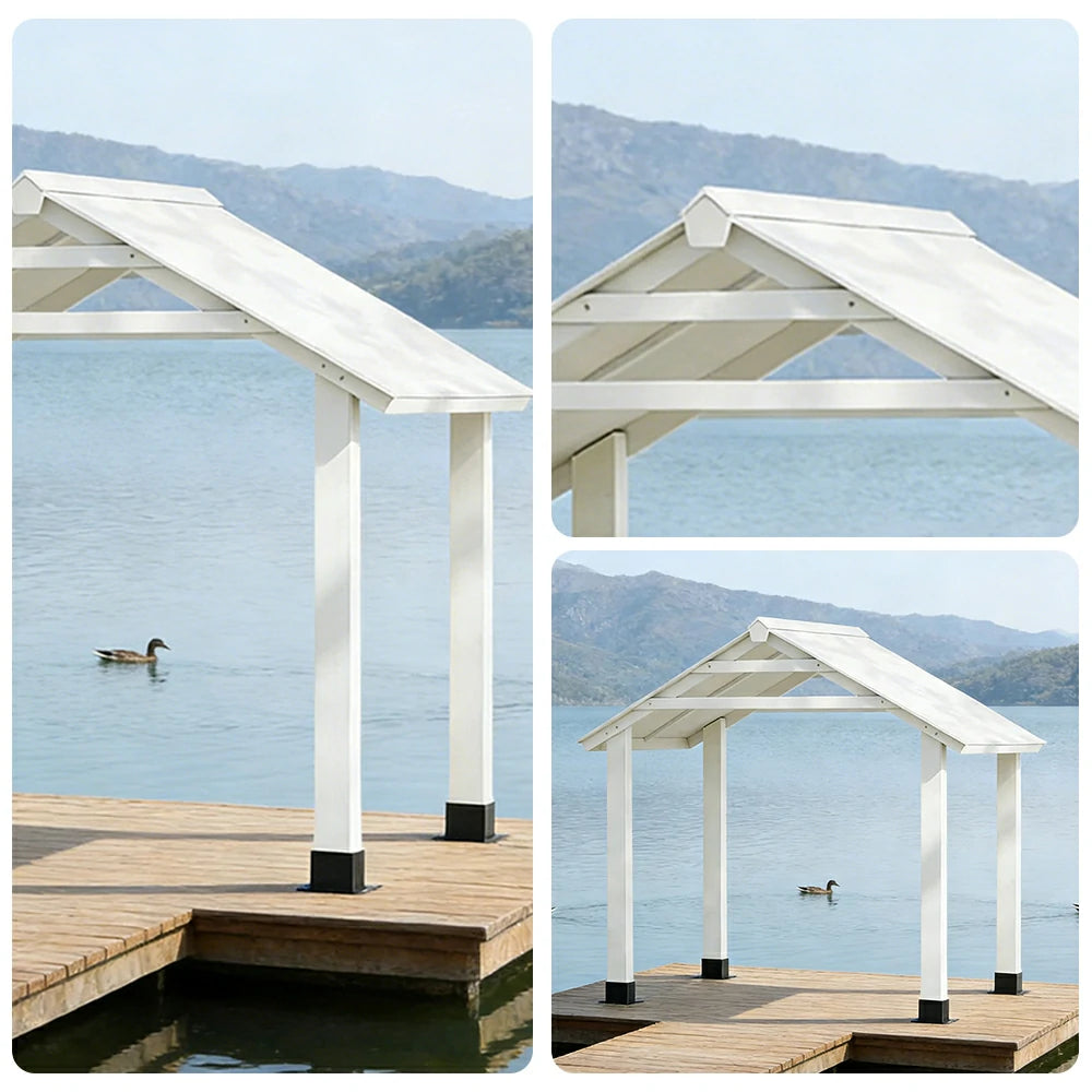 SOLARA Outdoor Garden Pavilion Water-Resistant Roof Solid Wood Frame Heavy-Duty Support Structure - White