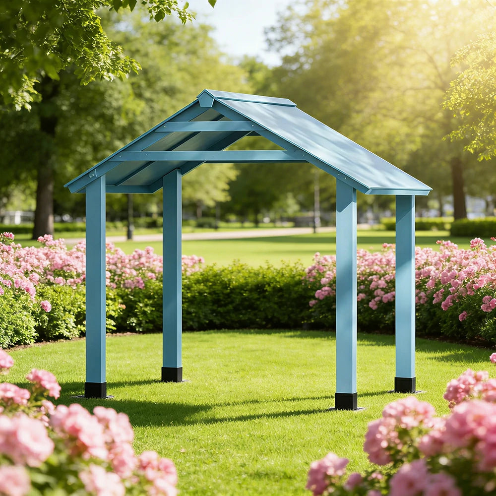 SOLARA Outdoor Garden Pavilion Water-Resistant Roof Solid Wood Frame Heavy-Duty Support Structure - Blue