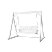 SOLARA Outdoor Swing Chair Reinforced Triangular Frame Solid Wood Structure Stainless Steel Chains - White