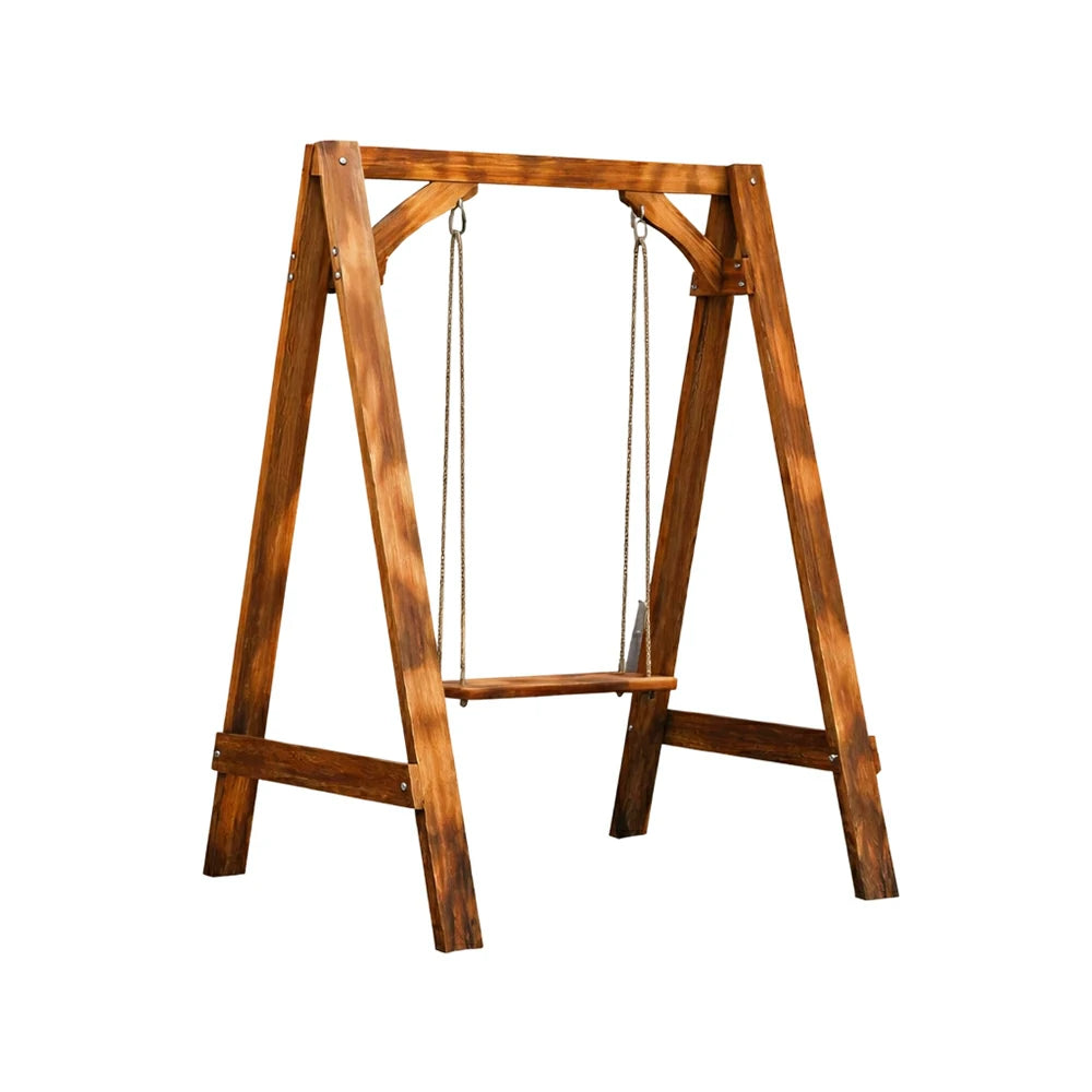 SOLARA 125/212/263cm Outdoor Swing Set Triangular Frame Solid Pine Woo ...
