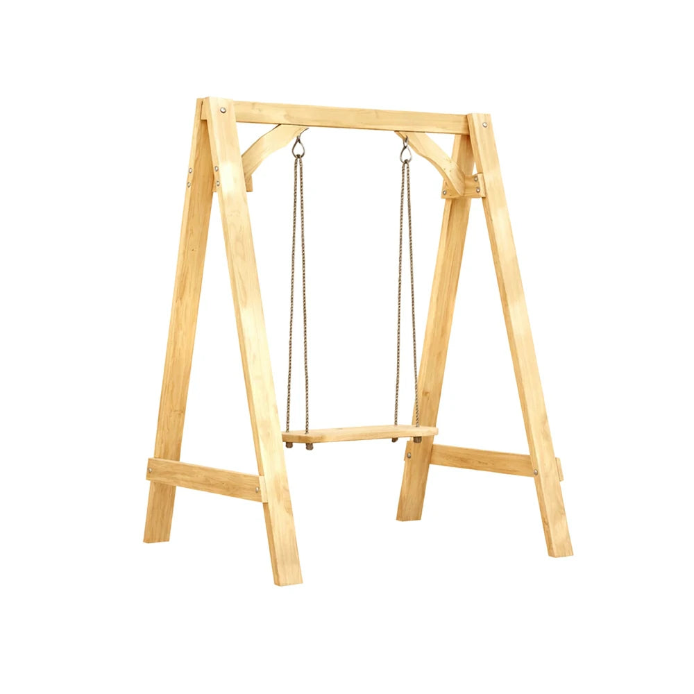 SOLARA 125/212/263cm Outdoor Swing Set Triangular Frame Solid Pine Wood ACQ Treated Heavy-Duty Rope Support - Yellow