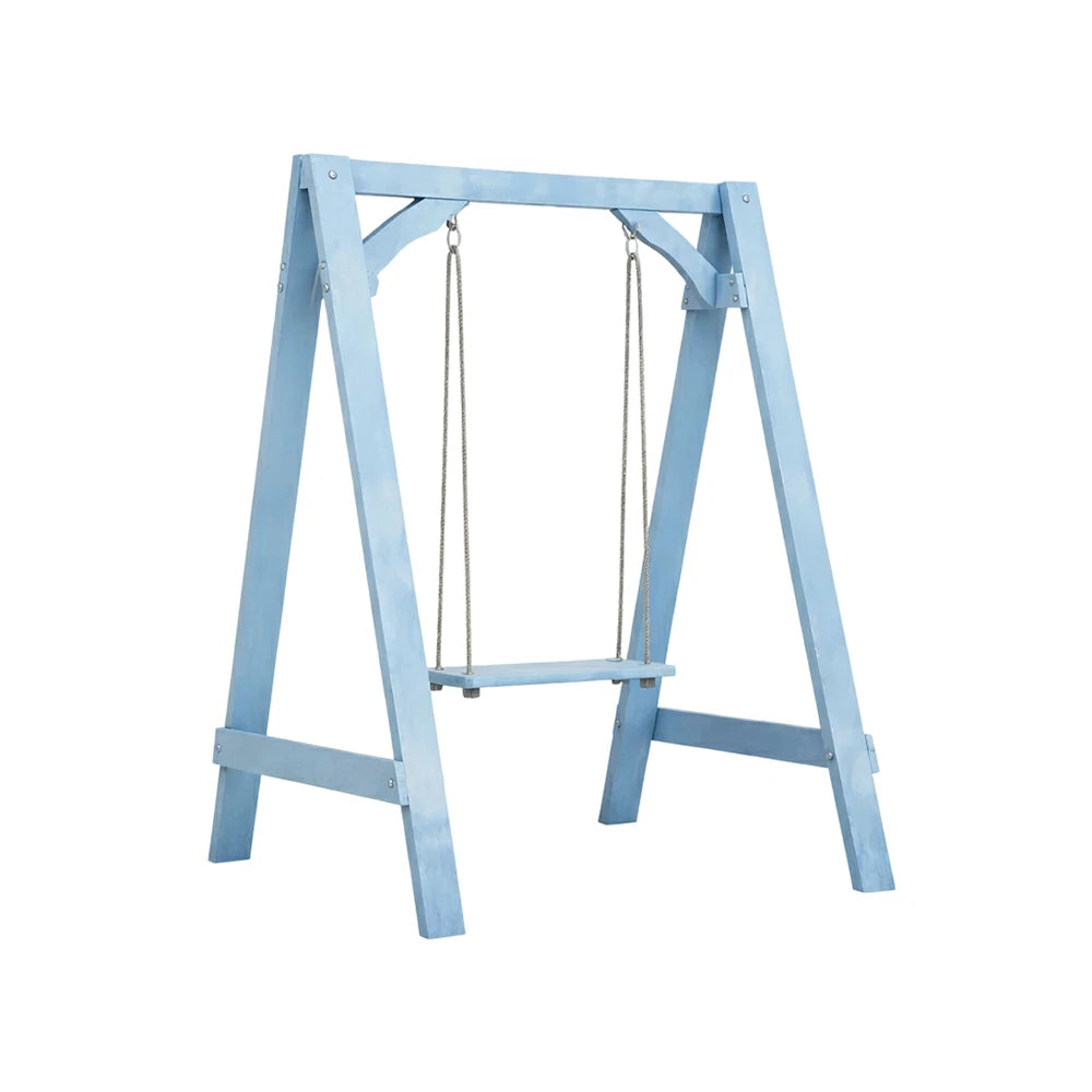 SOLARA 125/212/263cm Outdoor Swing Set Triangular Frame Solid Pine Wood ACQ Treated Heavy-Duty Rope Support - Blue