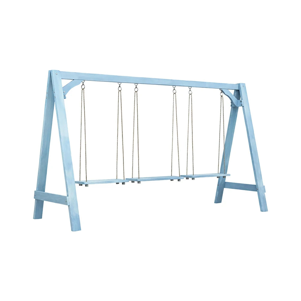 SOLARA 125/212/263cm Outdoor Swing Set Triangular Frame Solid Pine Wood ACQ Treated Heavy-Duty Rope Support - Blue