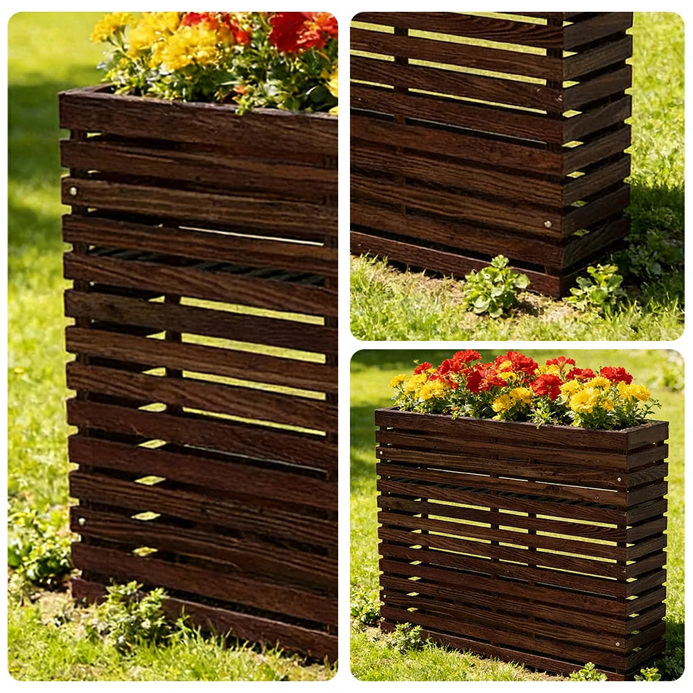 SOLARA 100/120cm Outdoor Planter - Weather-Resistant Anti-Rot Treated Timber - 5-Layer Protection Modern Minimalist Design - Brown