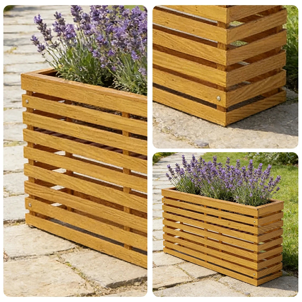 SOLARA 100/120cm Outdoor Planter - Weather-Resistant Anti-Rot Treated Timber - 5-Layer Protection Modern Minimalist Design - Yellow