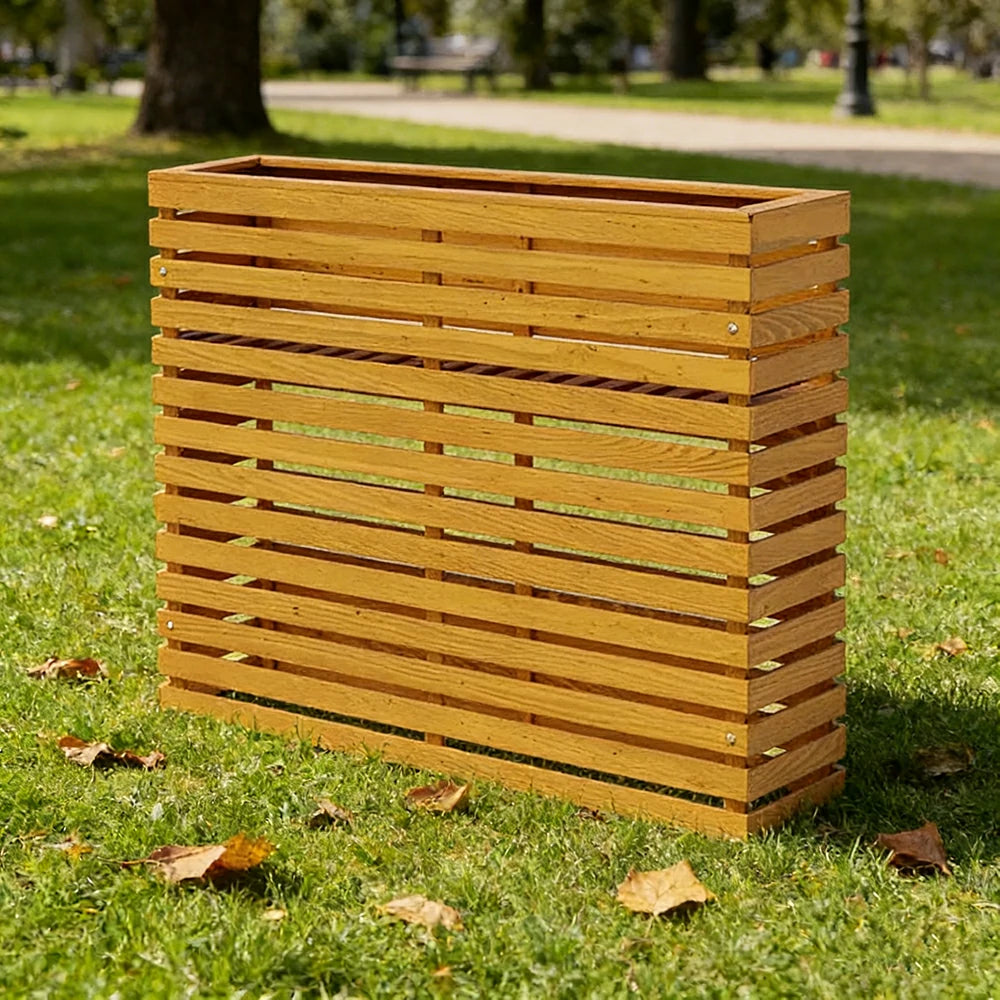 SOLARA 100/120cm Outdoor Planter - Weather-Resistant Anti-Rot Treated Timber - 5-Layer Protection Modern Minimalist Design - Yellow
