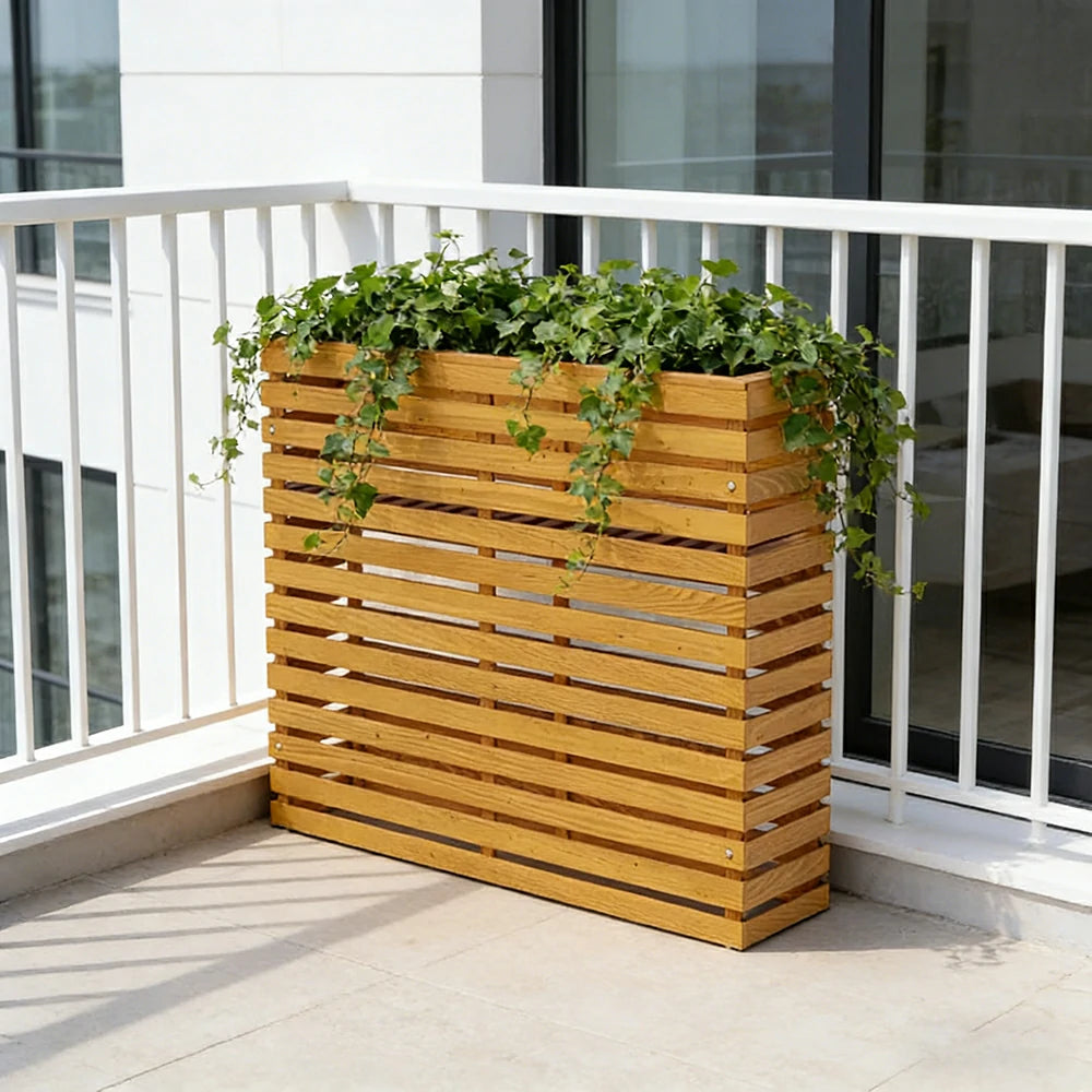 SOLARA 100/120cm Outdoor Planter - Weather-Resistant Anti-Rot Treated Timber - 5-Layer Protection Modern Minimalist Design - Yellow