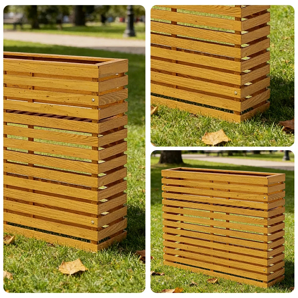 SOLARA 100/120cm Outdoor Planter - Weather-Resistant Anti-Rot Treated Timber - 5-Layer Protection Modern Minimalist Design - Yellow