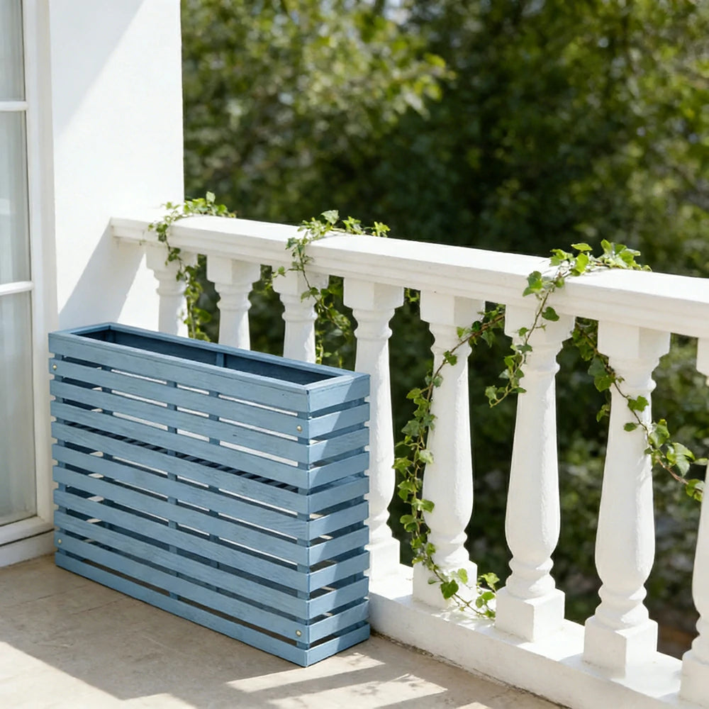 SOLARA 100/120cm Outdoor Planter - Weather-Resistant Anti-Rot Treated Timber - 5-Layer Protection Modern Minimalist Design - Blue