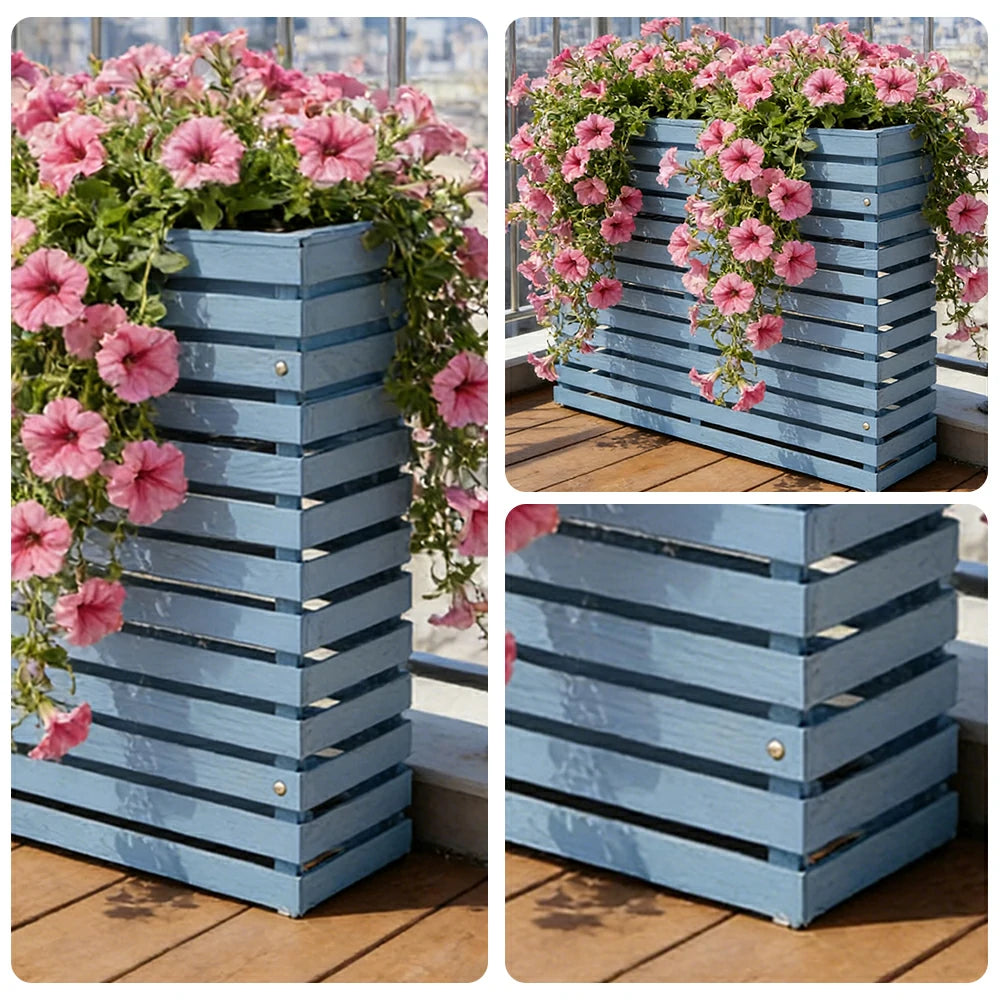 SOLARA 100/120cm Outdoor Planter - Weather-Resistant Anti-Rot Treated Timber - 5-Layer Protection Modern Minimalist Design - Blue