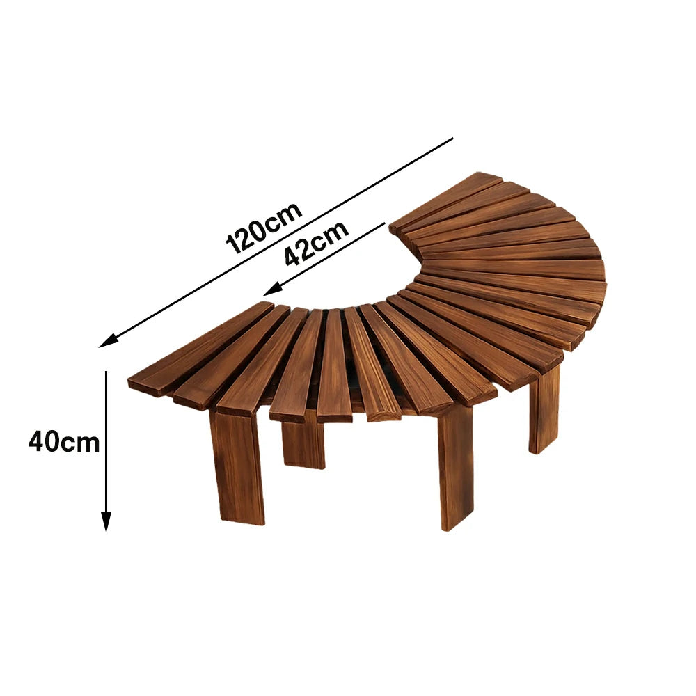 SOLARA Tree Surround Bench - Weather-Resistant Waterproof Solid Timber - Heavy-Duty Outdoor Garden Seating - Brown