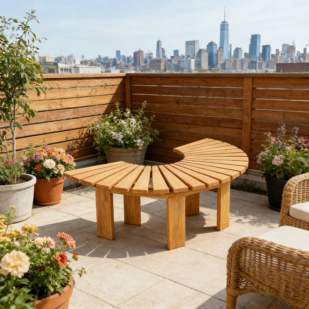 SOLARA Tree Surround Bench - Weather-Resistant Waterproof Solid Timber - Heavy-Duty Outdoor Garden Seating - Yellow