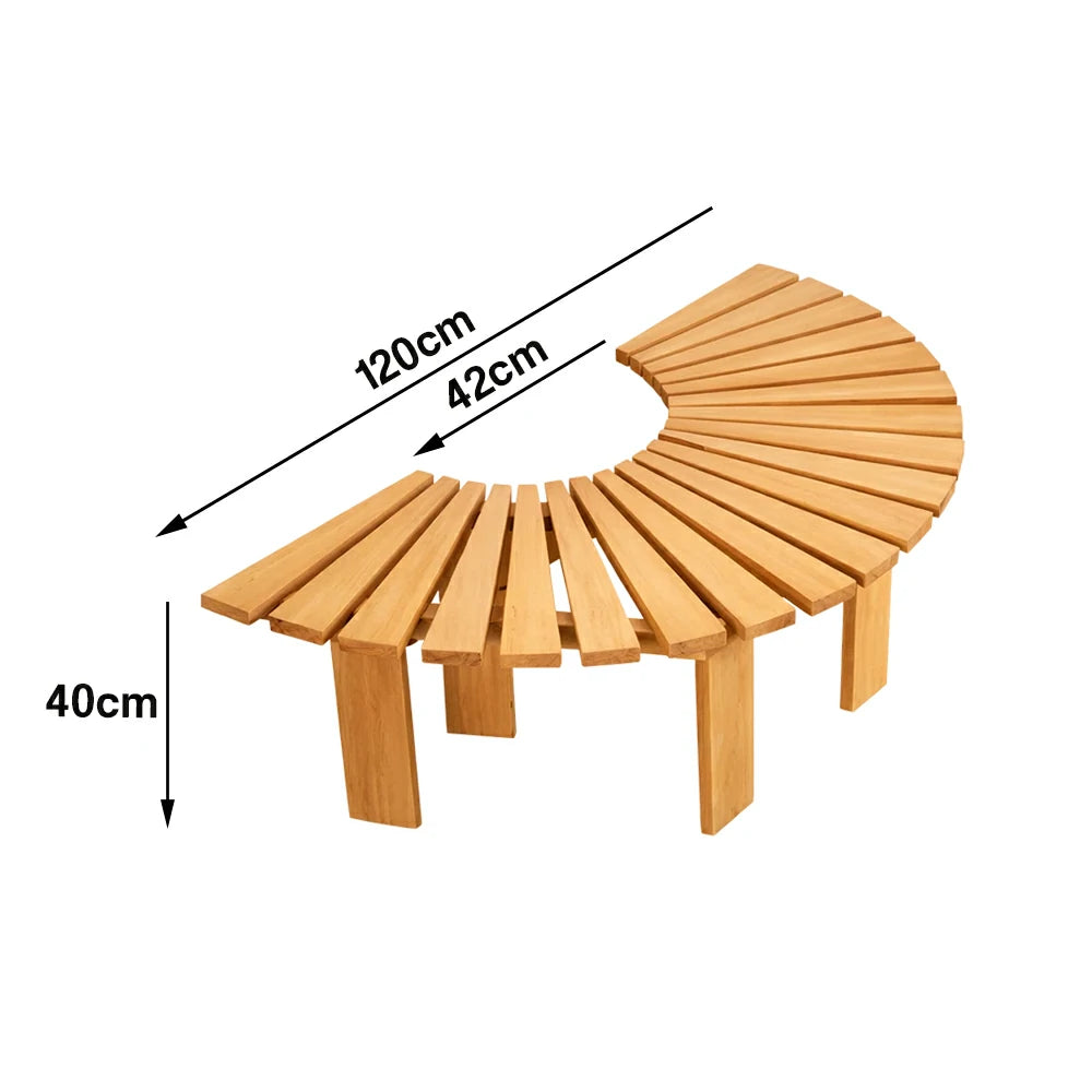 SOLARA Tree Surround Bench - Weather-Resistant Waterproof Solid Timber - Heavy-Duty Outdoor Garden Seating - Yellow