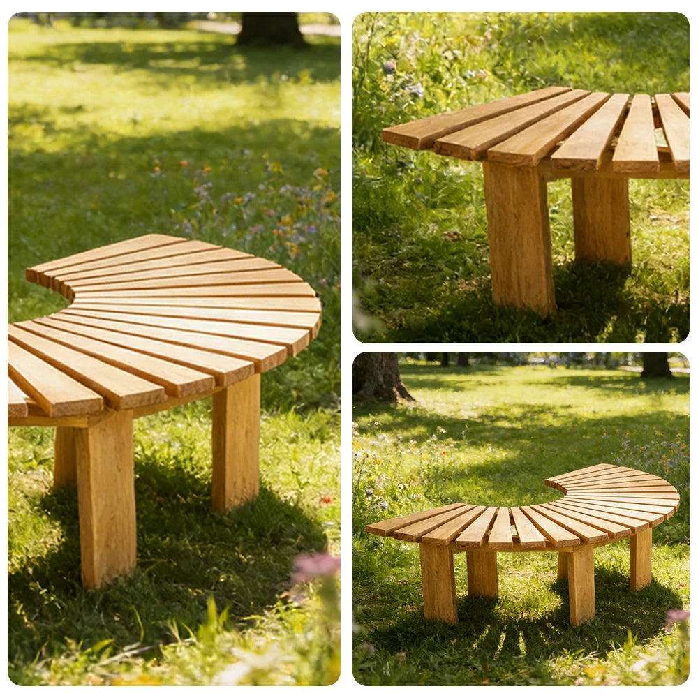 SOLARA Tree Surround Bench - Weather-Resistant Waterproof Solid Timber - Heavy-Duty Outdoor Garden Seating - Yellow