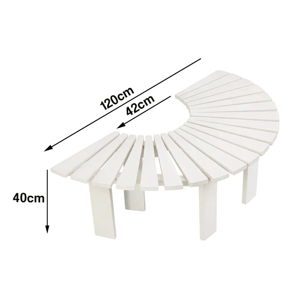 SOLARA Tree Surround Bench - Weather-Resistant Waterproof Solid Timber - Heavy-Duty Outdoor Garden Seating - White