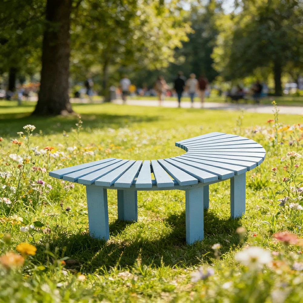 SOLARA Tree Surround Bench - Weather-Resistant Waterproof Solid Timber - Heavy-Duty Outdoor Garden Seating - Blue