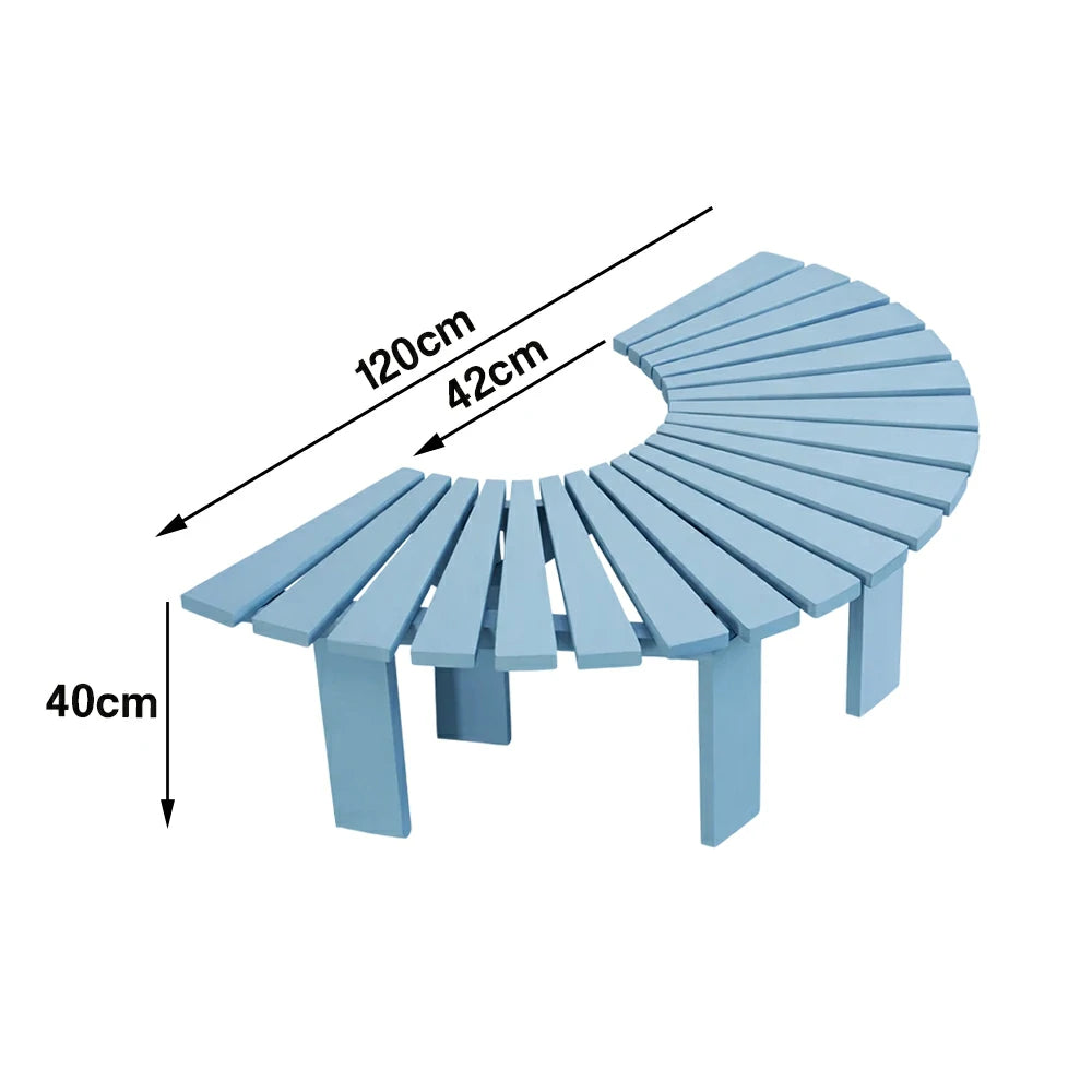 SOLARA Tree Surround Bench - Weather-Resistant Waterproof Solid Timber - Heavy-Duty Outdoor Garden Seating - Blue