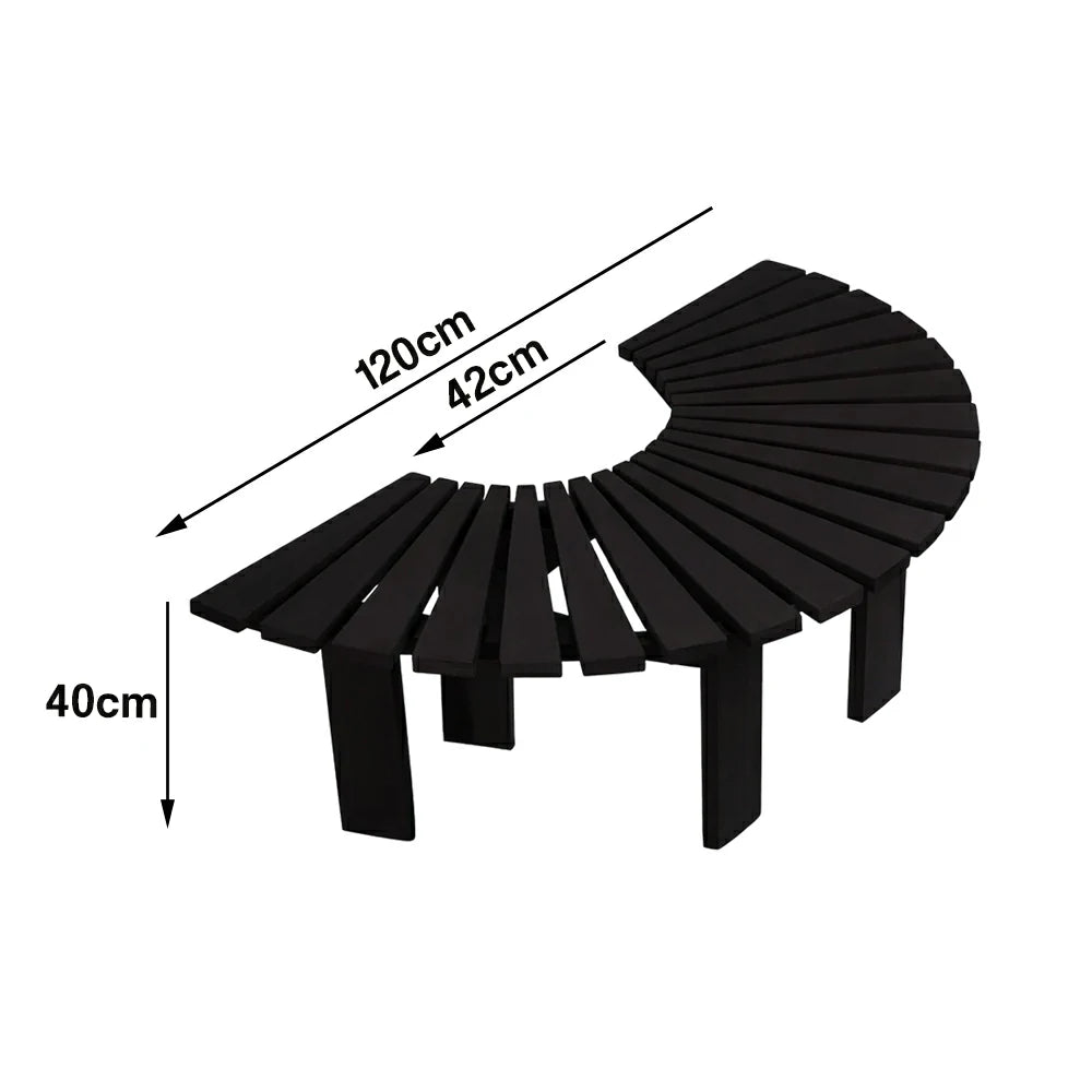 SOLARA Tree Surround Bench - Weather-Resistant Waterproof Solid Timber - Heavy-Duty Outdoor Garden Seating - Black