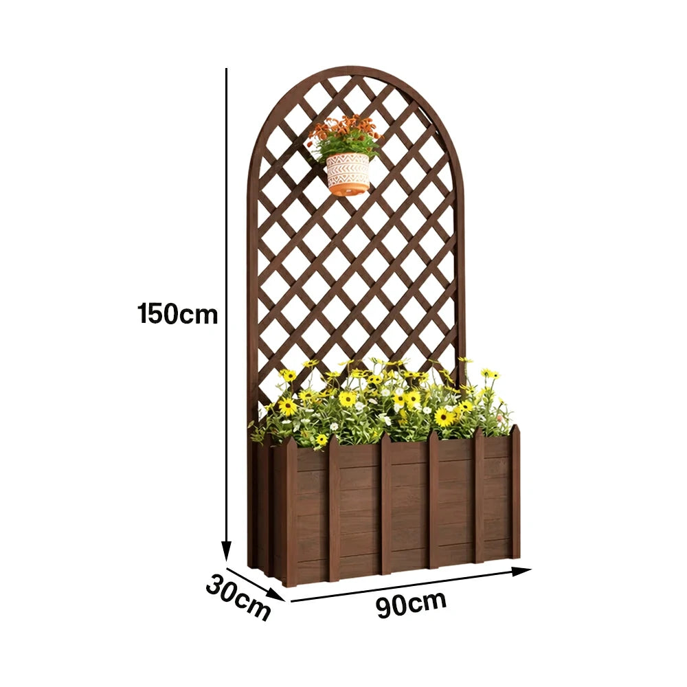 SOLARA 120/150cm Garden Arch Trellis - Weather-Resistant Waterproof Timber - Classic Arched Outdoor Climbing Plant Frame - Brown