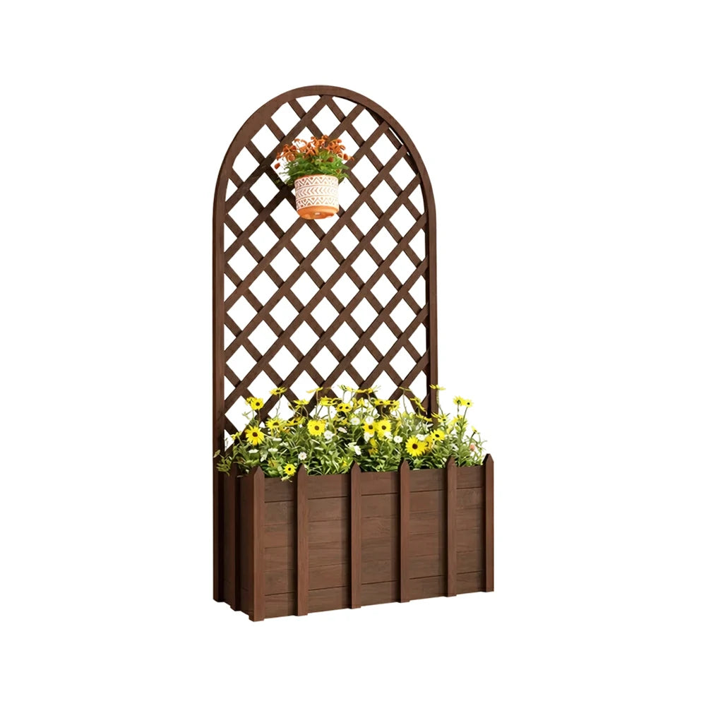 SOLARA 120/150cm Garden Arch Trellis - Weather-Resistant Waterproof Timber - Classic Arched Outdoor Climbing Plant Frame - Brown