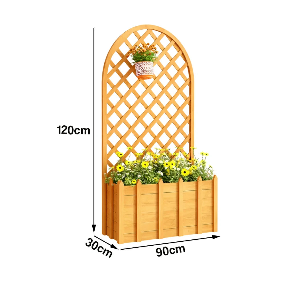 SOLARA 120/150cm Garden Arch Trellis - Weather-Resistant Waterproof Timber - Classic Arched Outdoor Climbing Plant Frame - Yellow