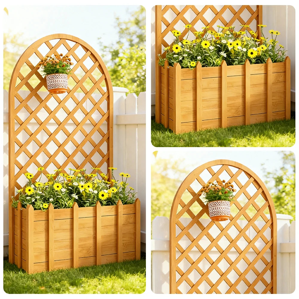 SOLARA 120/150cm Garden Arch Trellis - Weather-Resistant Waterproof Timber - Classic Arched Outdoor Climbing Plant Frame - Yellow