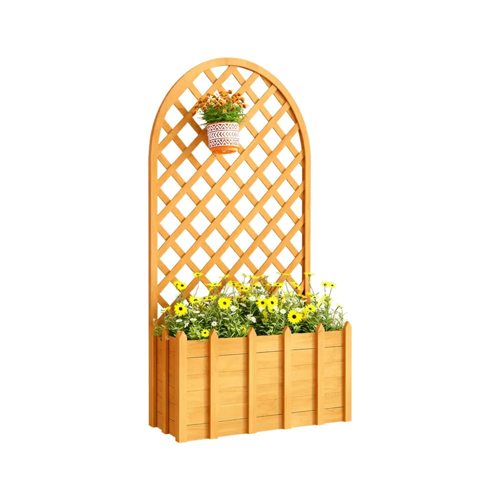 SOLARA 120/150cm Garden Arch Trellis - Weather-Resistant Waterproof Timber - Classic Arched Outdoor Climbing Plant Frame - Yellow