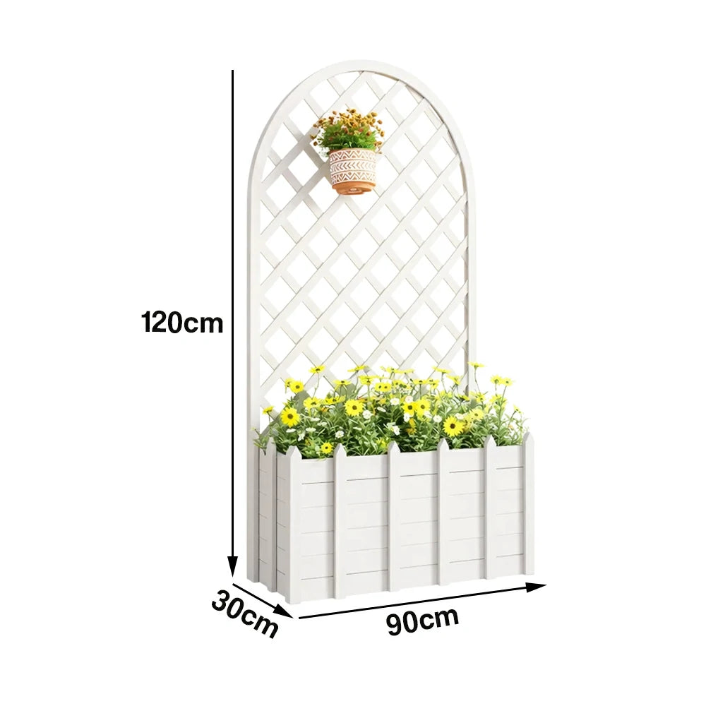 SOLARA 120/150cm Garden Arch Trellis - Weather-Resistant Waterproof Timber - Classic Arched Outdoor Climbing Plant Frame - White