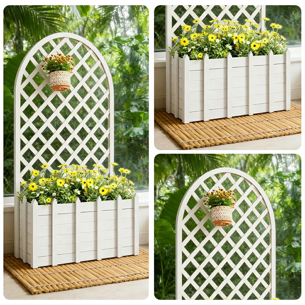 SOLARA 120/150cm Garden Arch Trellis - Weather-Resistant Waterproof Timber - Classic Arched Outdoor Climbing Plant Frame - White